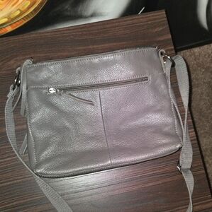 The Sak Gray Leather Crossbody Bag
